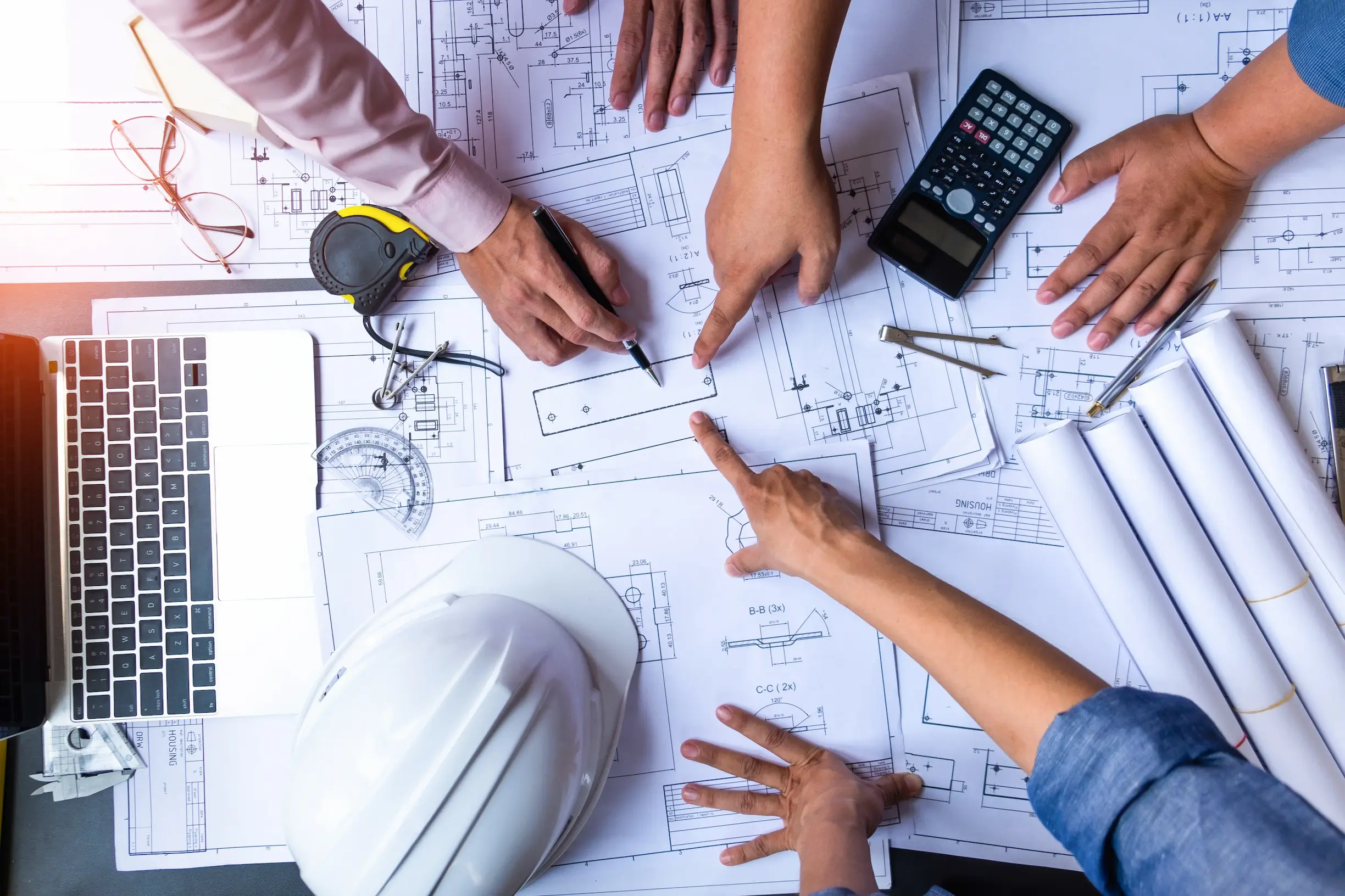 Rolls of Architectural blueprints